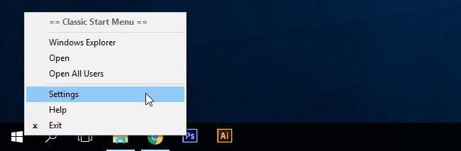 settings for classic start menu windows 10